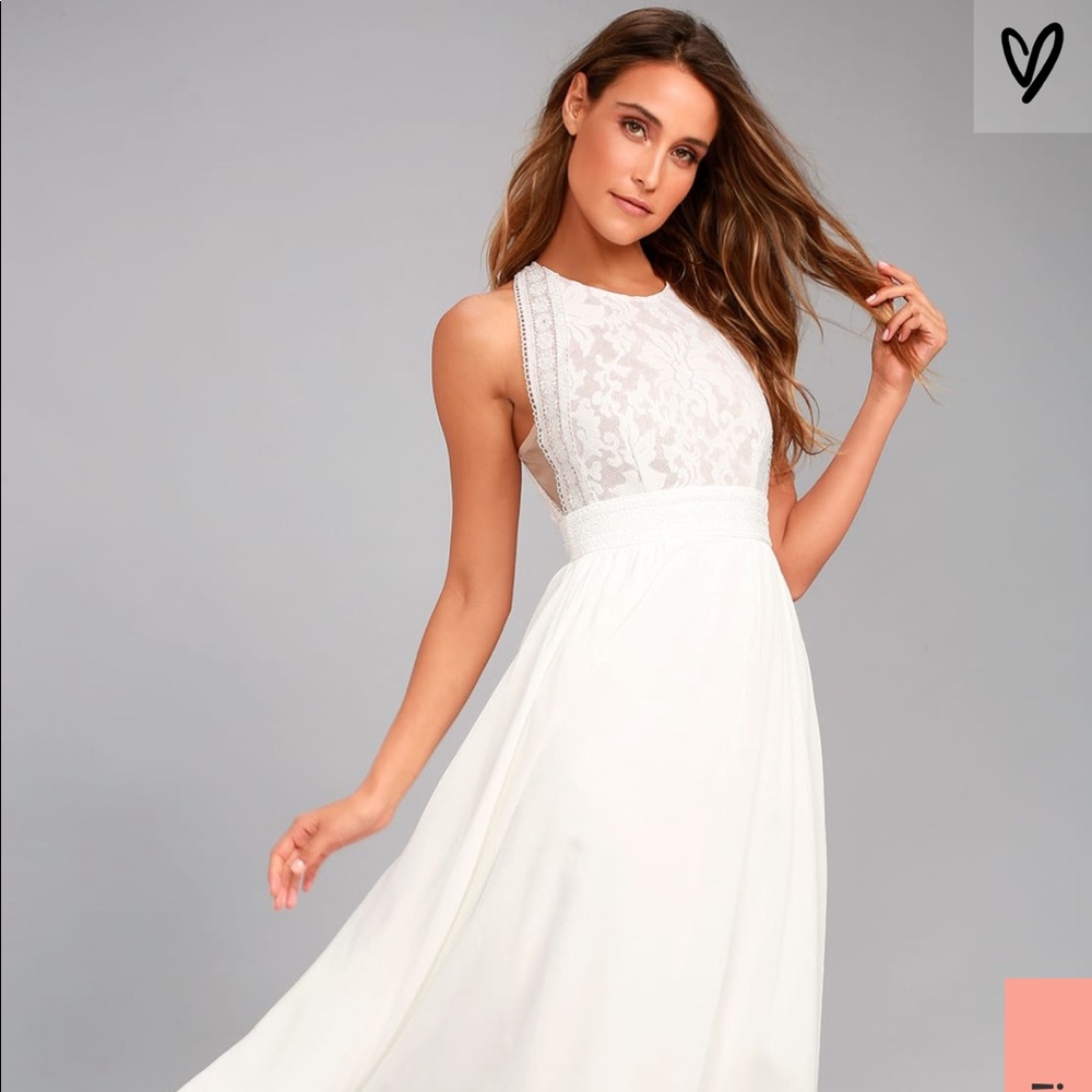 Lulus Forever and Always Lace Bodice Dress